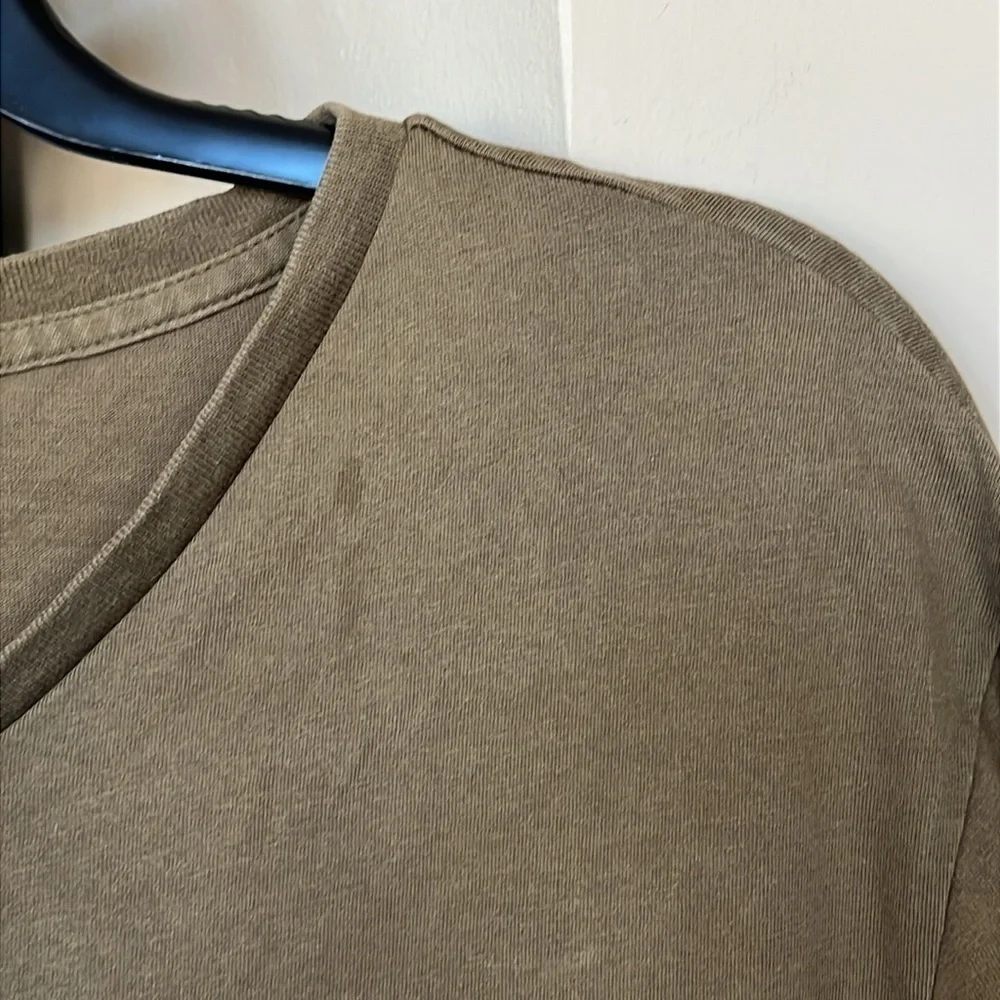 Polo Ralph Lauren Olive Green V-Neck Cotton Short Sleeve T-Shirt Top Pony